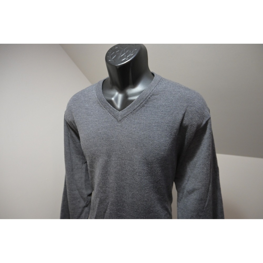Jos. A. Bank V-Neck Sweater Mens XL‎ Grey Excellent 100% Merino Wool Signature